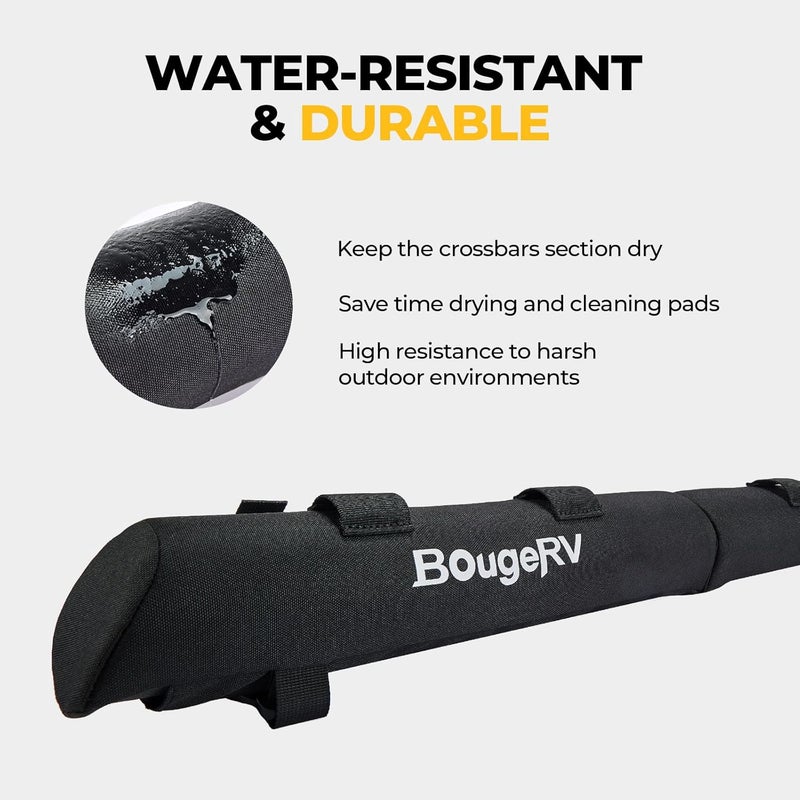 BougeRV Soft Roof Rack Pads, 31.5" Surfboard Car Rack for SUP Kayak Ladder Luggage Carrier, Universal for Different Shapes of Cross Bars, Water-Resistant Crossbar Pads with 2 Endless Ratchet Straps - Image 3